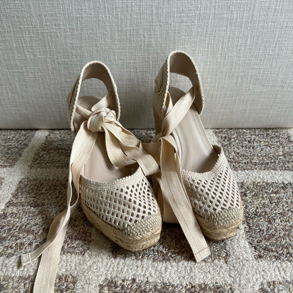 Zara Cream Wedges with Ankle Straps